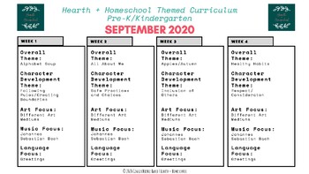 Preview of Pre-K/Kindergarten Weekly Theme Unit Curriculum Plan for September w/Book Lists!