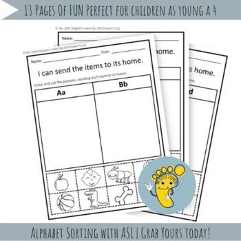 Preview of Pre-K & Kindergarten Worksheets 13 Pages - Sorting Letters With ASL Hands