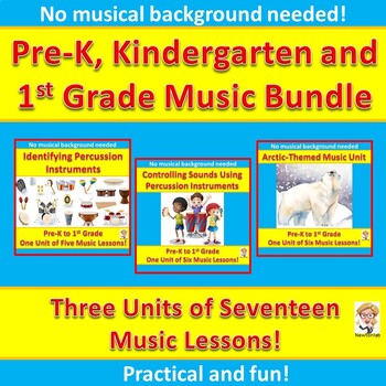 Preview of Pre-K, Kindergarten and 1st Grade Music Bundle