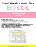 Pre-K Light Unit Week 1 Editable Lesson Plan