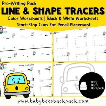 Pre-K Lines & Shapes Tracing Sheets by Baby Boos Backpack | TPT