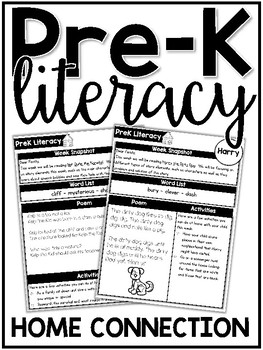 Preview of Pre-K Literacy Close Reads Home Connection - Newsletters