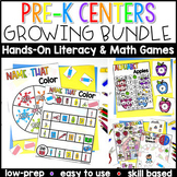 Pre-K Literacy and Math Center Games GROWING Bundle