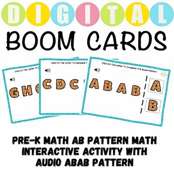 Preview of Pre-K Math AB Pattern Math Interactive Activity With Audio ABAB Pattern