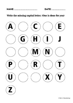 Pre-K Missing ABC Practice Worksheet by Mr X Workshop | TPT