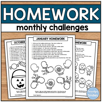 Preview of Monthly Homework Challenges *NEW*