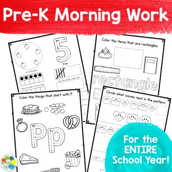 Preview of Pre-K Morning Work for the ENTIRE School Year