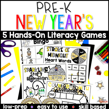 Preview of Pre-K New Years Reading Center Games & Activities- January Preschool Centers