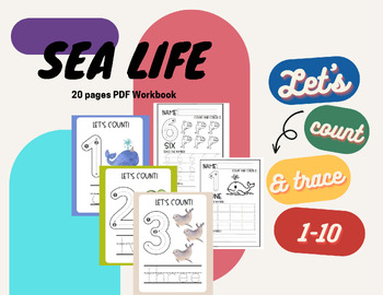 Preview of Pre-K Number Tracing 1-10 Sea life