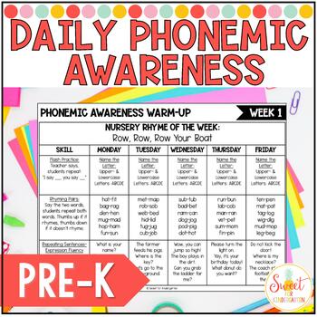 Preview of Pre-K Phonemic Awareness Daily Warm Up Lessons Bundle | Science of Reading