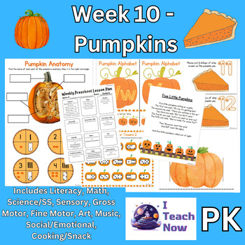 Preview of Pre-K/Preschool Homeschool Curriculum - Week 10 - Pumpkins - ALL SUBJECTS