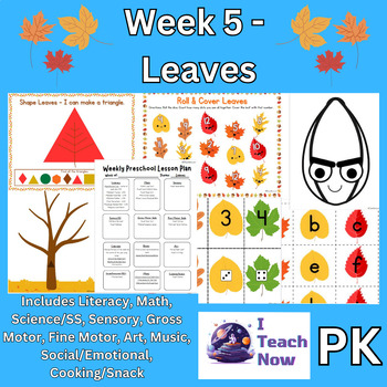 Preview of Pre-K/Preschool Homeschool Curriculum - Week 5 - Leaves - ALL SUBJECTS
