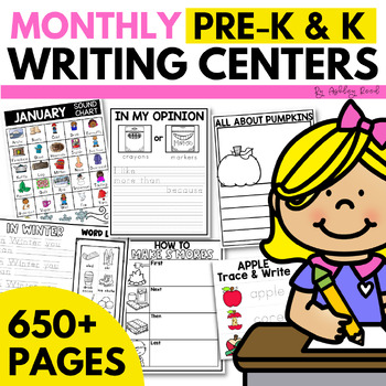 Preview of Pre-K, Preschool, and Kindergarten Writing Center Printables and Activities