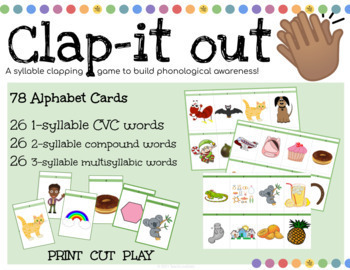 Preview of Pre-K Reading Foundation CVC Syllable Phonological & Phonemic Awareness Cards CI