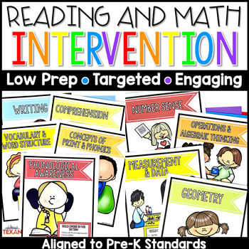 Preview of Pre-K Reading and Math Intervention Binder - No Prep Preschool BUNDLE
