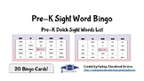 Pre-K Sight Word Bingo: Dolch Sight Word List