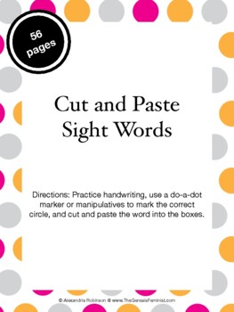 Preview of Pre K Sight Word Cut and Paste Print and Go PreK Reading Worksheet