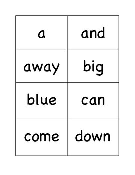 sight words for pre k flashcards