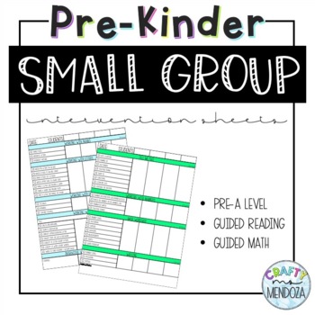 Preview of Pre-K Small Group Intervention Sheets