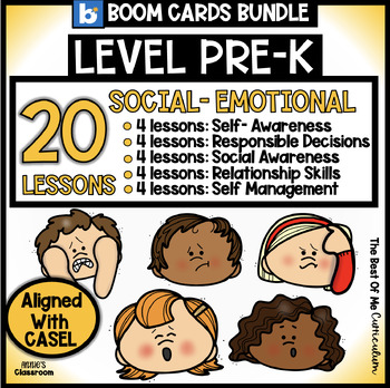 Preview of Pre-K Social Emotional Learning Curriculum  | BOOM CARDS | Social Skills | SEL