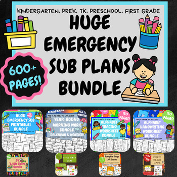 Preview of Pre-K Sub Plans Resources-(Growing Bundle) Emergency Sub Plans