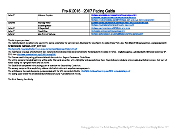 Preview of Pre-K Thematic/Lesson Plan Pacing Guide-Timeline Editable