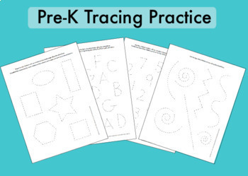 Preview of Pre-K Tracing Practice- Letters, Numbers, Shapes, Lines- Distance Learning