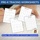 Pre-K Tracing Worksheets - Commercial Use Allowed