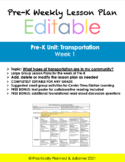 Pre-K Transportation Week 1 Editable Lesson Plan