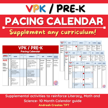 Preview of Pre-K / VPK Pacing Calendar Curriculum