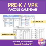 Pre-K / VPK Pacing Calendar Curriculum