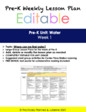 Pre-K Water Unit Week 1 Editable Lesson Plan