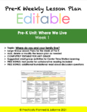 Pre-K Where We Live Week 1 Editable Lesson Plan