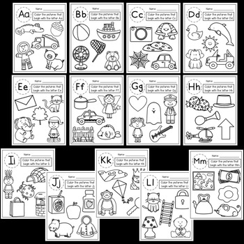 Beginning Sounds Coloring Pages by Teaching Little Learners | TpT