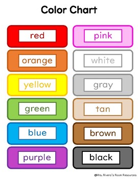 Preschool Color Chart With Names