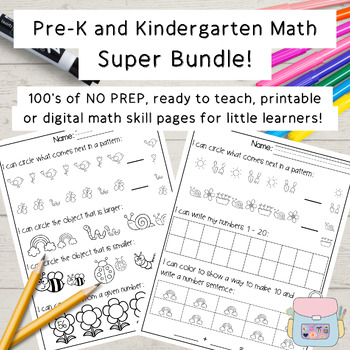 Preview of Pre-K and Kindergarten Math Practice Bundle