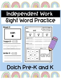 Pre-K and Kindergarten Sight Word Practice - Independent W