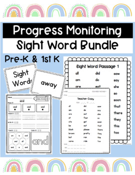 Preview of Pre-K and Kindergarten Sight Word Progress Monitoring and Practice Bundle