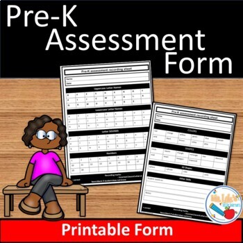 Preview of Pre-K assessment recording sheet