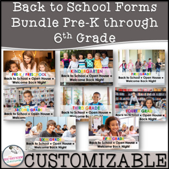 Preview of Back to School Forms- Pre-K through 6th Grade