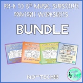 Pre-K to 8th Grade Music- Printable Substitute Worksheets BUNDLE