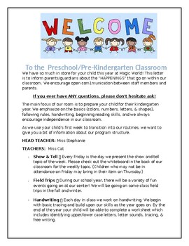Sample Kindergarten Welcome Letter