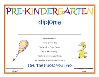 pre kindergarten diploma drseuss by kindergarten nerd tpt