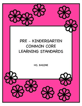 Preview of Pre-K Common Core Learning Standards