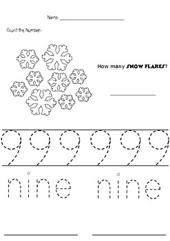 pre kinders counting and tracing number 9 by sandra tcs