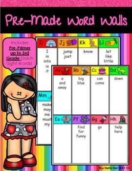 Preview of Pre-Made Personal Word Walls - Includes Dolch Sight Words (Pre-K through 3rd)