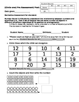 Preview of Pre & Post Math Assessment