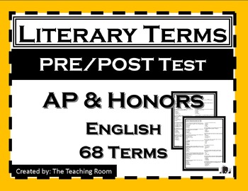 Preview of Literary Terms Pre/Post Test  (AP & Honors English)
