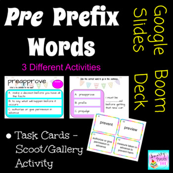 Preview of Pre Prefix Words DIGITAL Activities: Google Slides, Boom Deck, and Task Cards