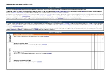 Preview of Pre-Primary Design and Technologies Overview Template (WA Curriculum)